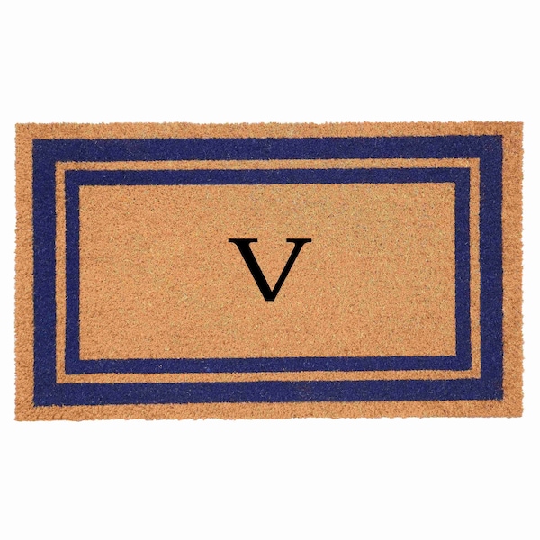 Calloway Mills Monogram Door Mat, Natural, Dark Blue, 18 in W x 30 in L 153001830V - main